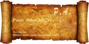 Paor Adorján névjegykártya
